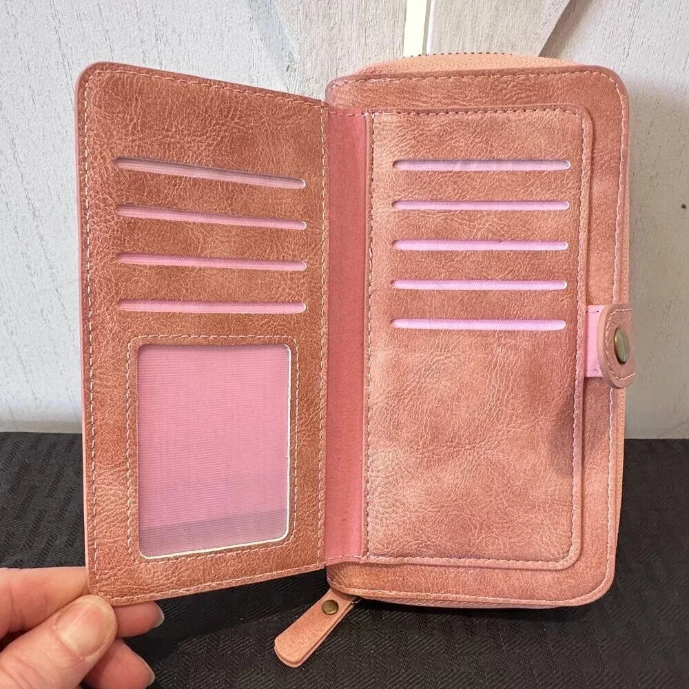 Pola Dusty Pink Leather Wristlet/Wallet